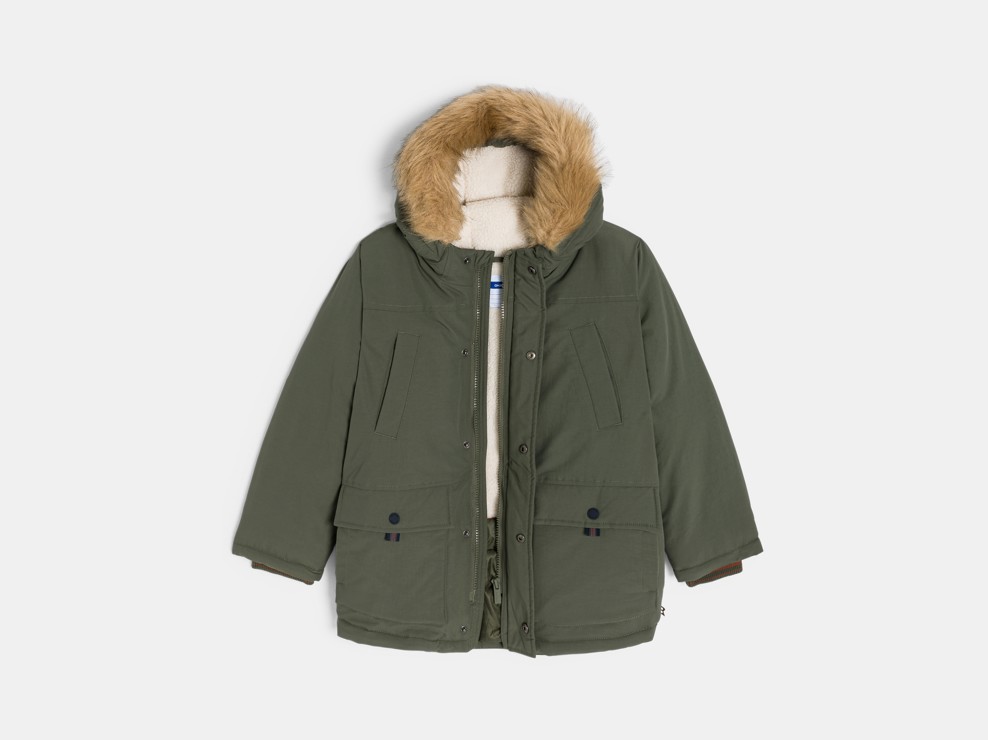 Ciepła wodoodporna kurtka z kapturem khaki dla chłopca 2