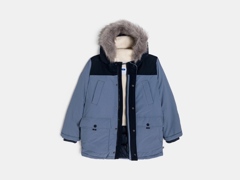 Warmer, wasserabweisender Kapuzenparka in Blau für Jungen 2