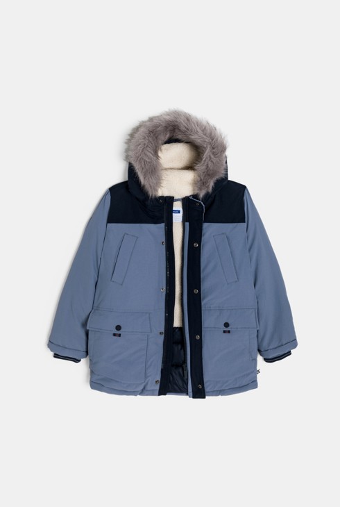 Parka caldo e idrorepellente con cappuccio blu bambino 2