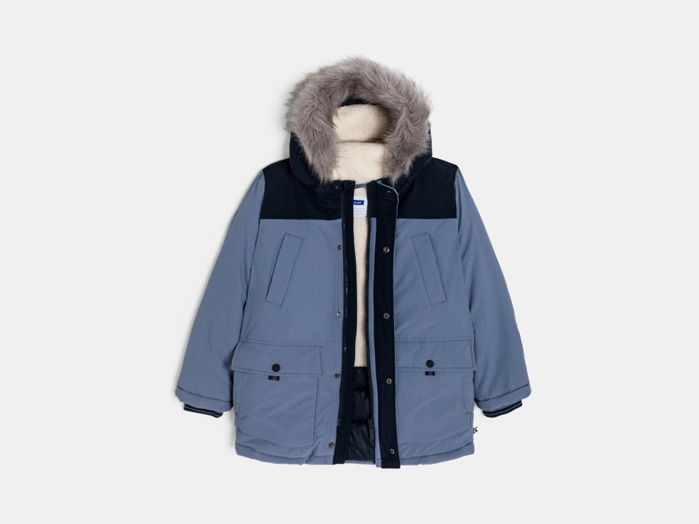 Ciepła wodoodporna kurtka z kapturem niebieska dla chłopca 2