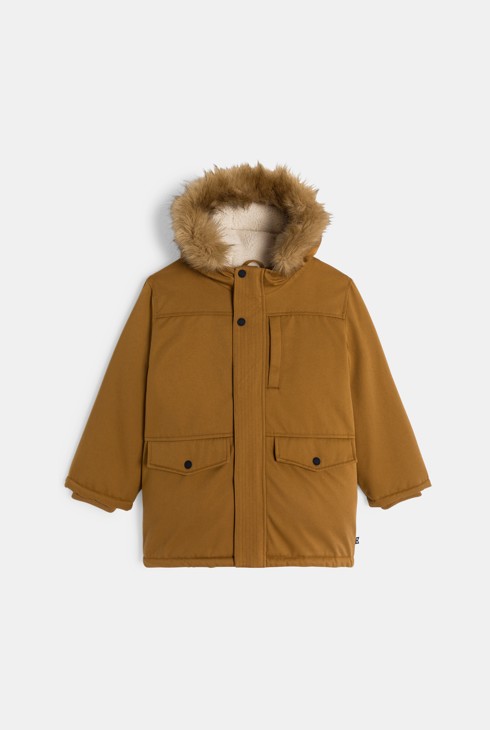 Parka con cappuccio foderato marrone Bambino 1