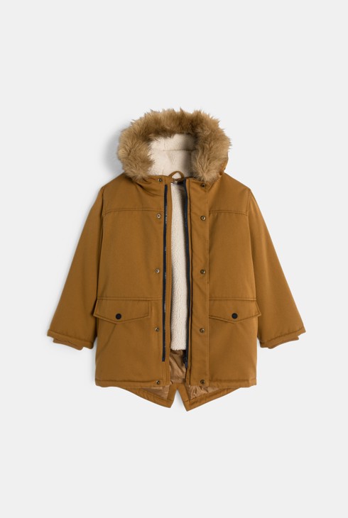 Smeđa podstavljena vjetrovka s kapuljačom za dječake 2