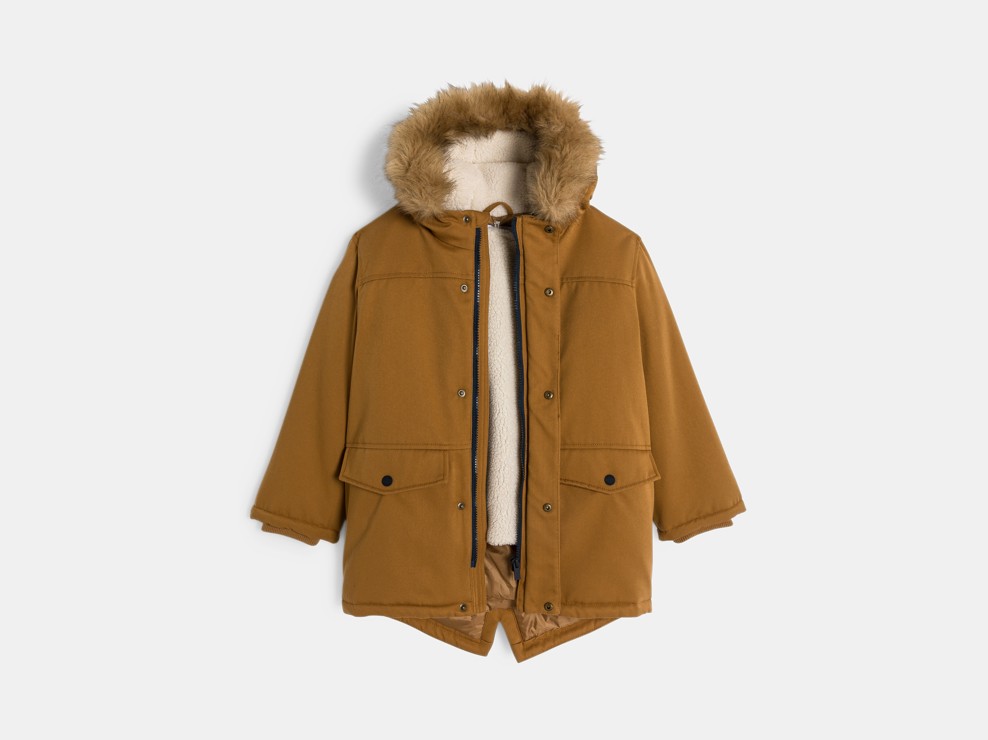Parka doublée à capuche marron garçon 2