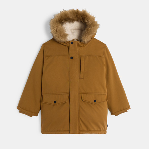 Parka Doublée À Capuche Marron Garçon - Marron Cacao - 14A - OKAIDI