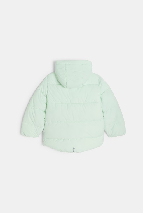 Plumífero forrado tejido polar con capucha verde pastel niña 2