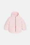 Doudoune doublée polaire à capuche rose pastel Fille