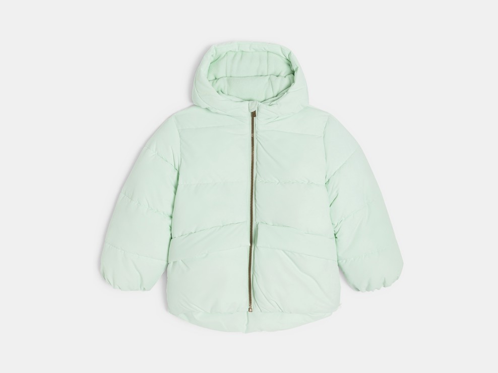 Doudoune doublée polaire à capuche vert pastel Fille 2
