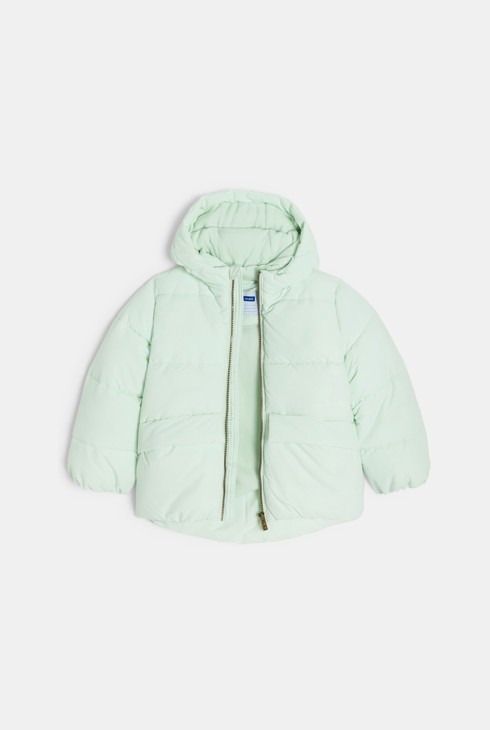 Doudoune doublée polaire à capuche vert pastel Fille