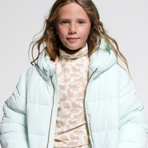 Fleecegefütterte Steppjacke in Pastellgrün mit Kapuze für Mädchen