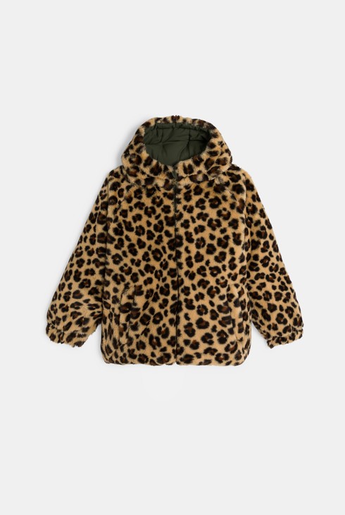 Želena podstavljena dvostrana jakna za djevojčice 2