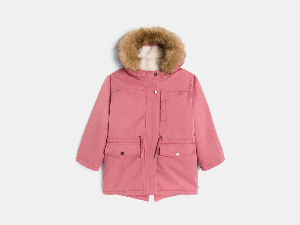 Parka 2 en 1 déperlante + gilet amovible rose Fille 1