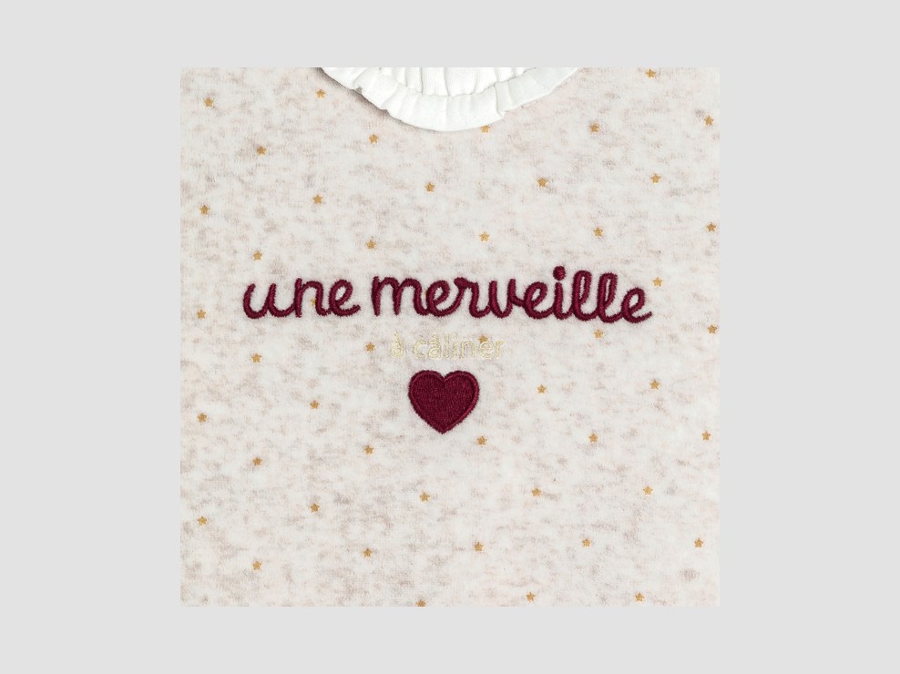 Schlafoverall aus Velours beige bestickt Kleinkind Mädchen 2