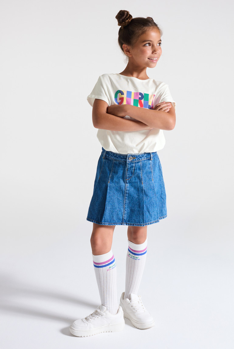 T-shirt à message blanc Fille 1