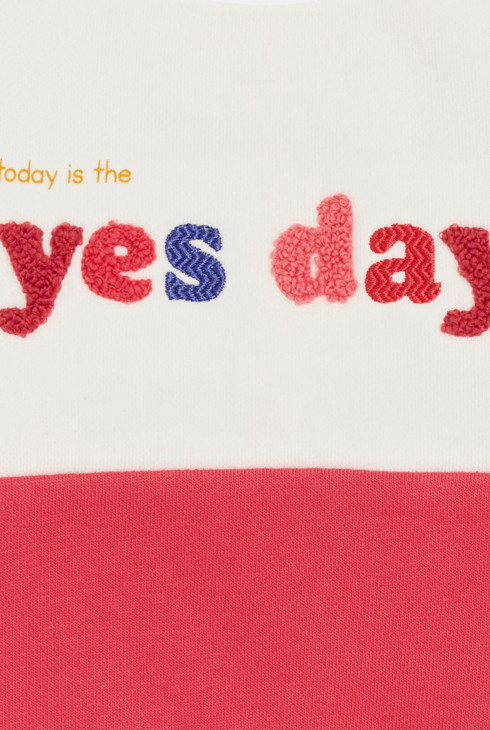 Sweat molleton à message rose bébé fille