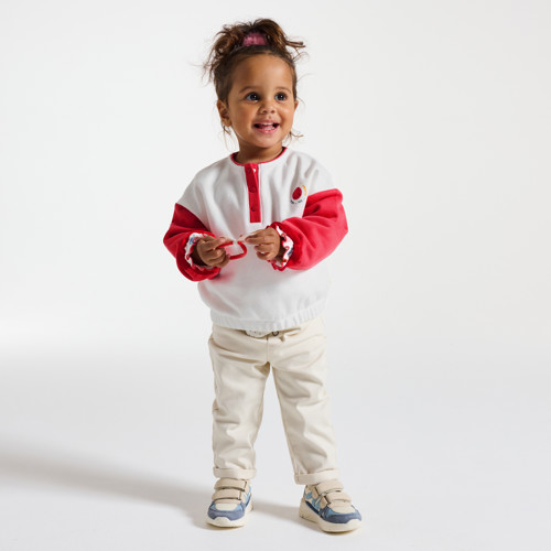 Sweat Bébé Fille Bicolore - Rouge Garance - 18M - OBAIBI