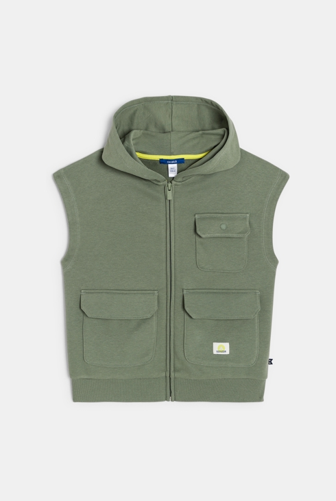 Ärmelloses Sweatshirt mit Kapuze Khaki Jungen 1