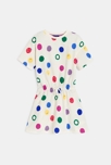 Robe-t-shirt à pois multicolore blanc Fille