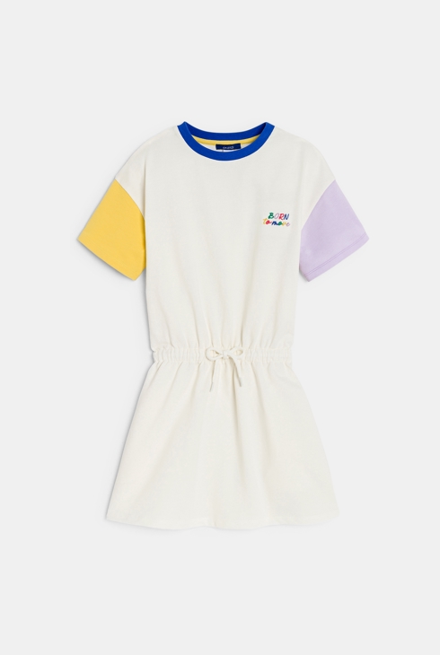 Robe-t-shirt à message brodé blanc Fille