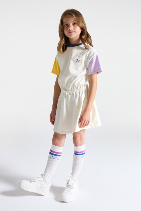 Robe-t-shirt à message brodé blanc Fille 2