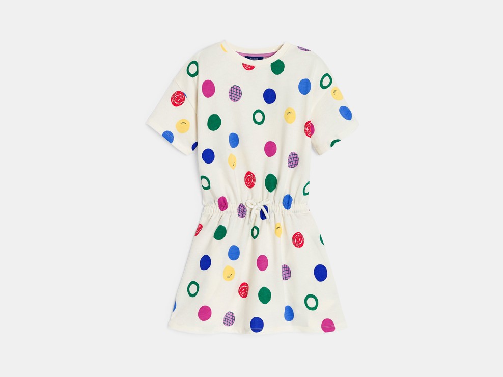 Witte T-shirtjurk met stippen voor meisjes 2