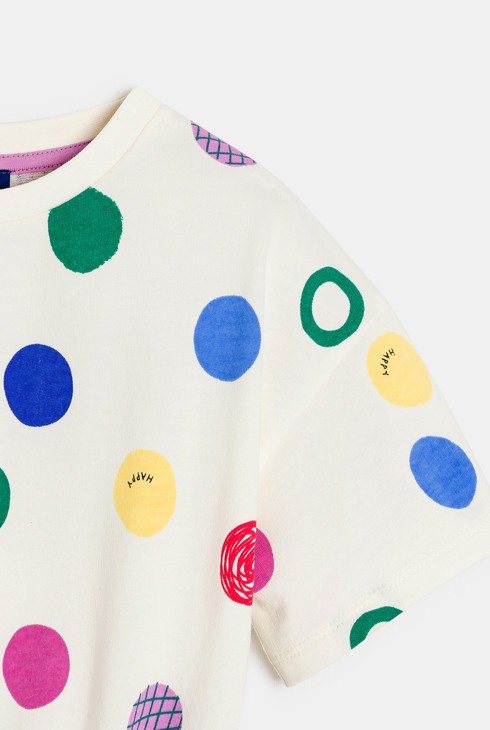 Robe-t-shirt à pois multicolore blanc Fille