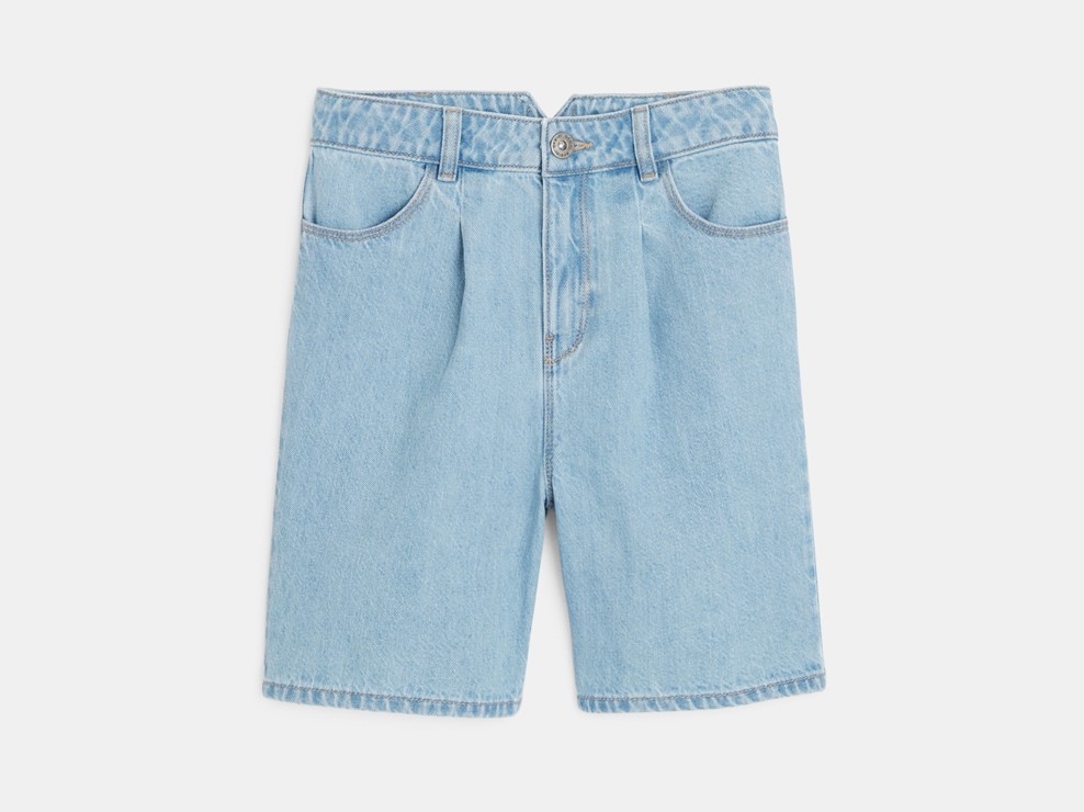 Bermuda in denim lavato blu bambina 2