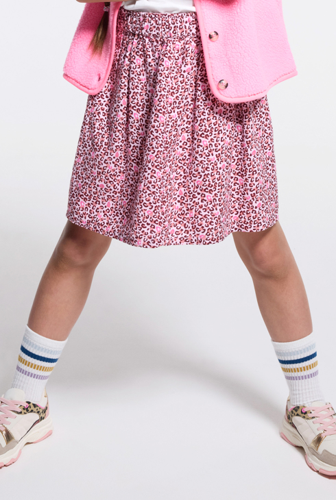 Roze soepelvallende rok met luipaarprint voor meisjes 2