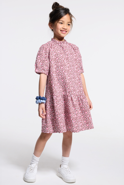 Vestido estampado leopardo rosa niña 1