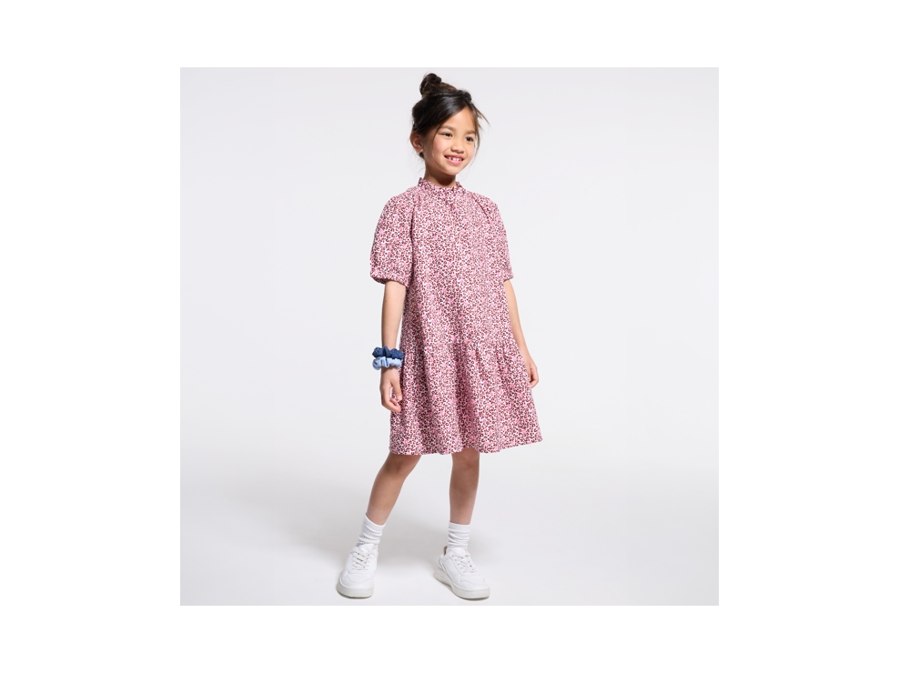 Kleid Leopardenmuster rosa Mädchen 1