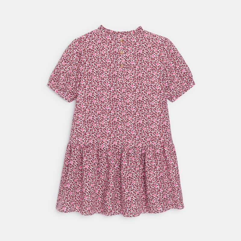 Kleid Leopardenmuster rosa Mädchen