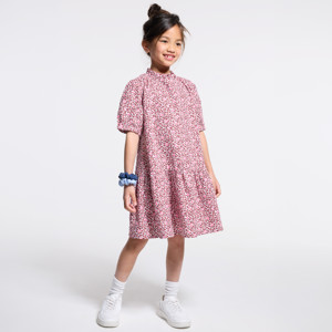 Kleid Leopardenmuster rosa Mädchen