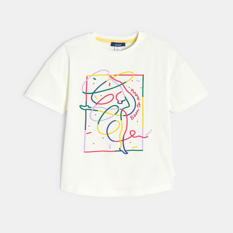 Weißes Kurzarm-T-Shirt mit Schriftzug Mädchen