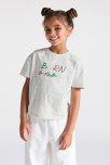 T-shirt à message gris chiné Fille 4