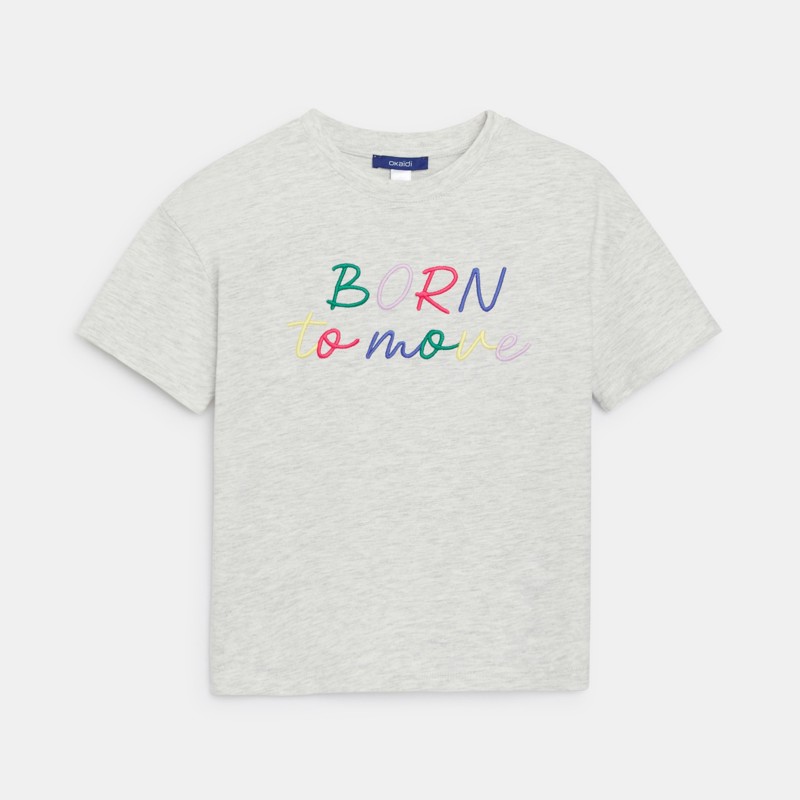 Grau meliertes T-Shirt mit Schriftzug Mädchen