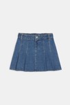 Jupe courte plissée en jean bleu Fille