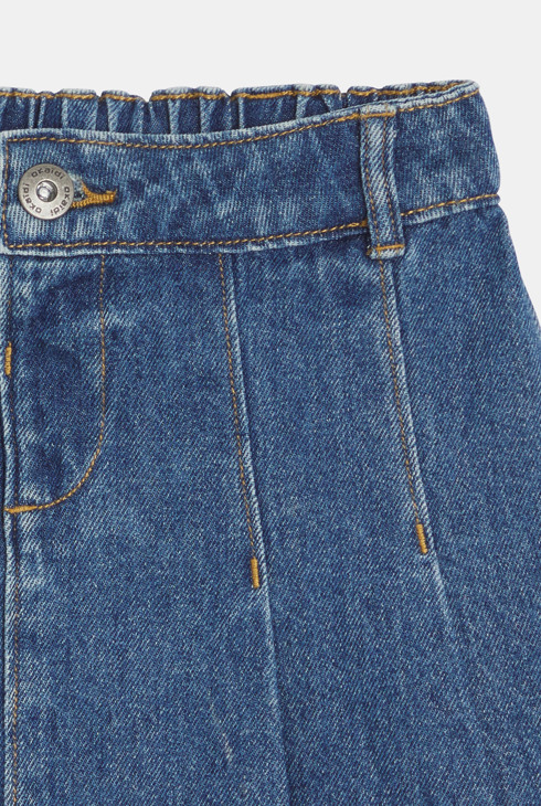 Jupe courte plissée en jean bleu Fille
