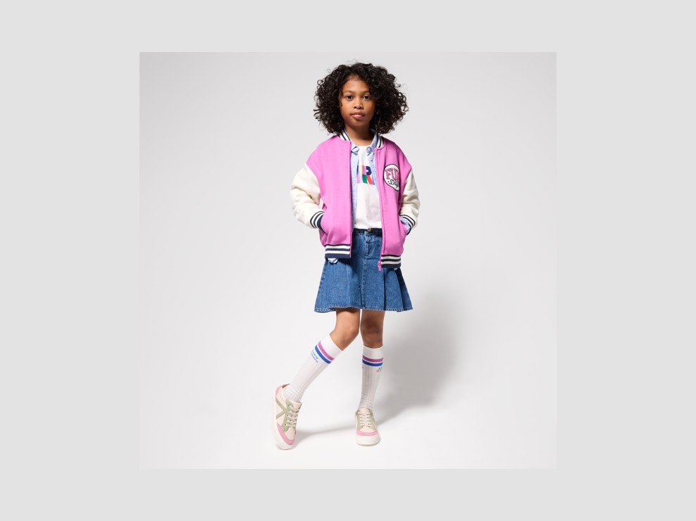 Falda vaquera corta plisada azul niña 1