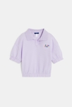 Sweat-shirt col polo manches courtes mauve Fille