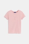 T-shirt uni manches courtes pointelle rose pastel Fille