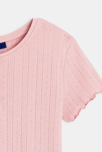 T-shirt uni manches courtes pointelle rose pastel Fille 2