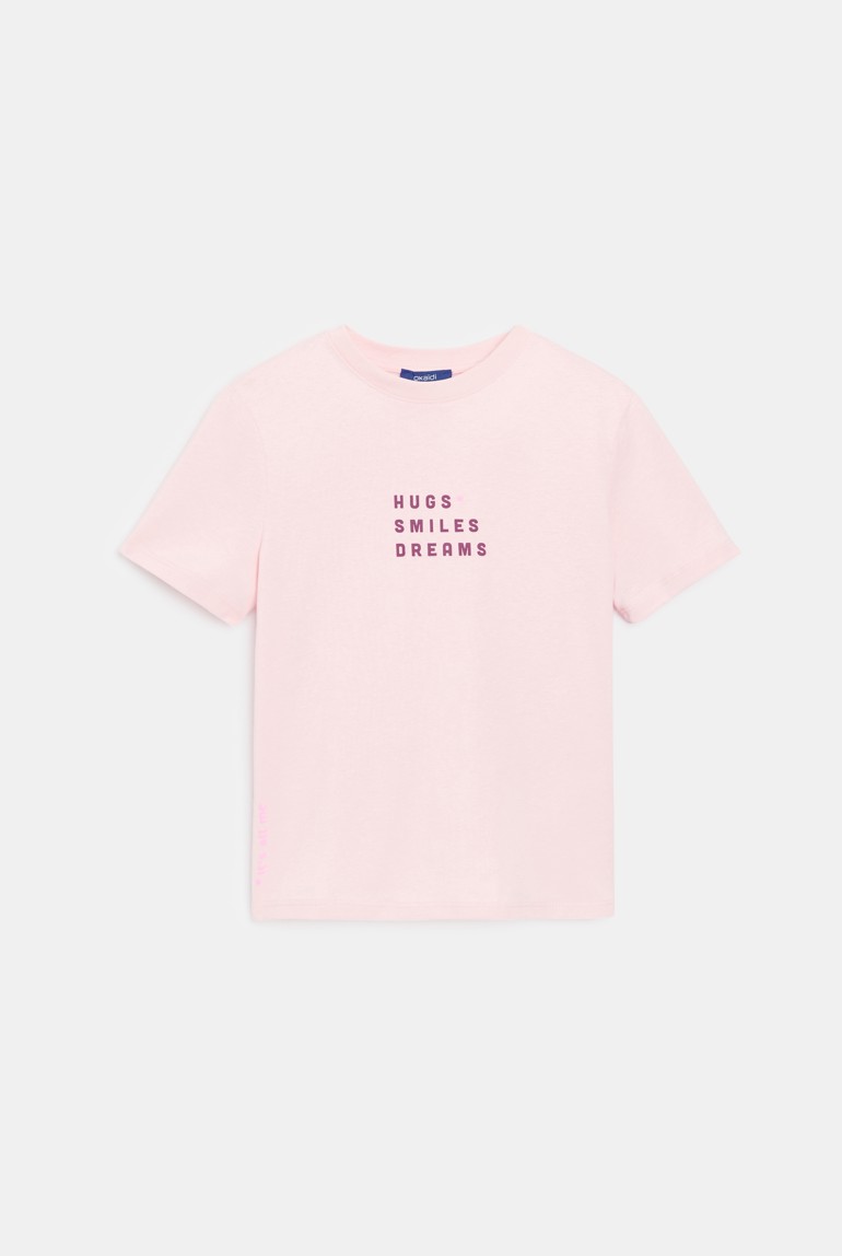 T-shirt à message rose pastel Fille 1