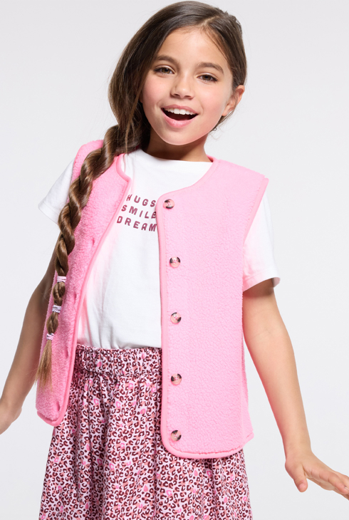 Camiseta con mensaje rosa blanco niña 1