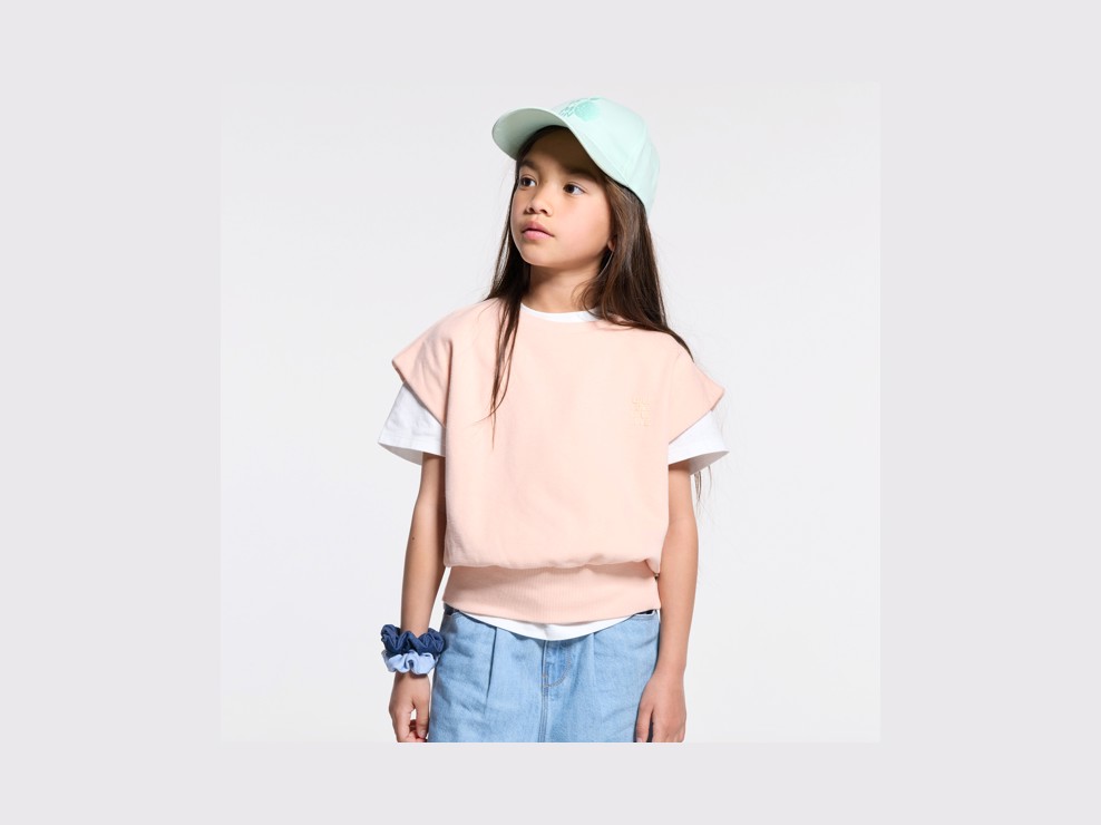 Sweatshirt kurzärmlig einfarbig rosa Mädchen 1