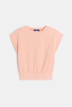 Sweat-shirt manches courtes uni rose Fille