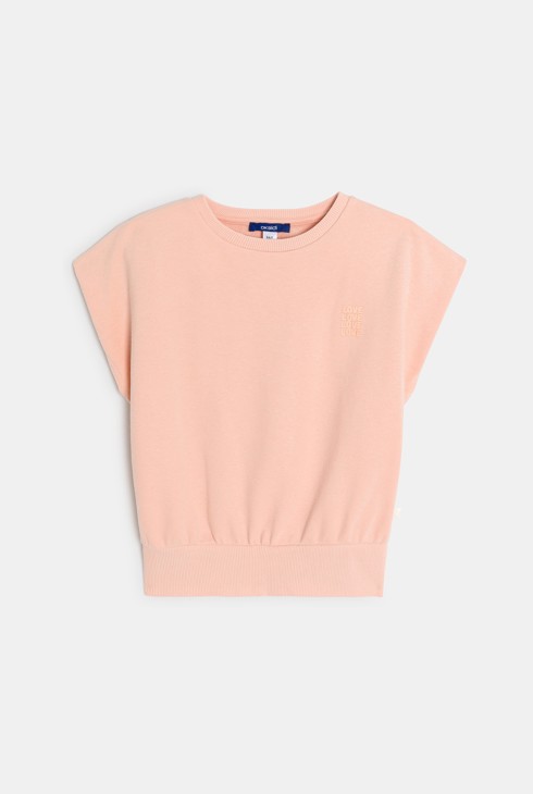 Ružičasta jednobojna sportska majica kratkih rukava za djevojčice 2