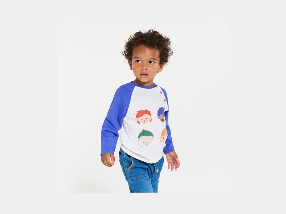 Camiseta de manga larga expresiones azul bebé niño 1