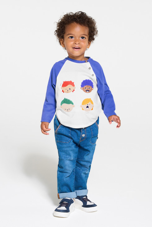 T-Shirt Langarm blau Kleinkind Junge 2