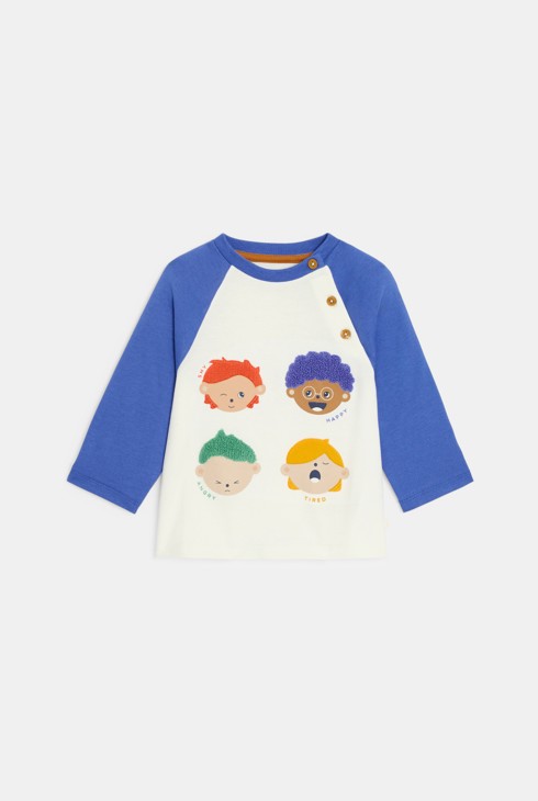 Plava majica dugih rukava s motivima raspoloženja za dječake 2