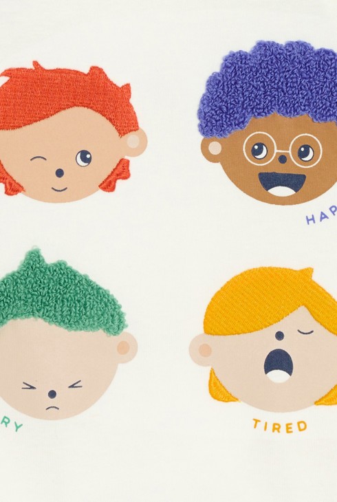 T-shirt manches longues expressions bleu bébé garçon