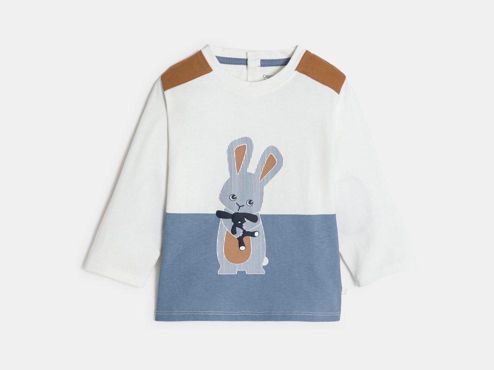 Camiseta de manga larga conejo azul bebé niño 1